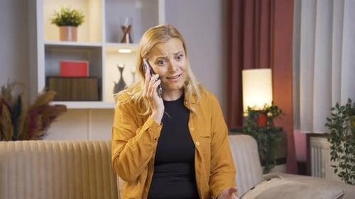 The woman having a separation argument on the phone.
