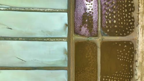 Salt Production Area - Water Reflection - Drone Shot