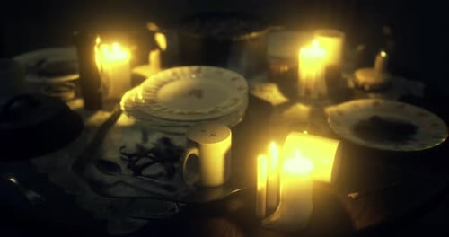 Warm Candlelight Dinner Table Setting Loop Background Video