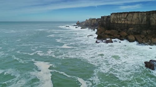 Atlantic Coast with Rock Cliffs and Waves