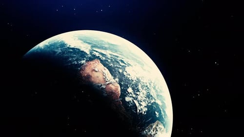 Planet Earth Rotating in Space with City Lights