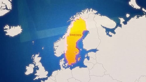 Animated Europe Map Highlighting Sweden