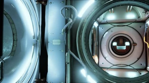 Innenraum der futuristischen Internationalen Raumstation
