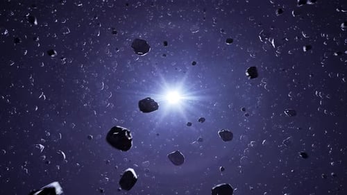 Sci-Fi Space Flight Through Asteroid Field