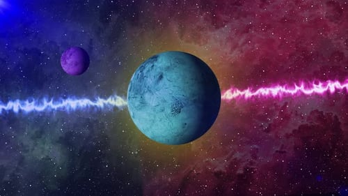 Vibrant Cosmic Energy Pulsating Between Planets in Space