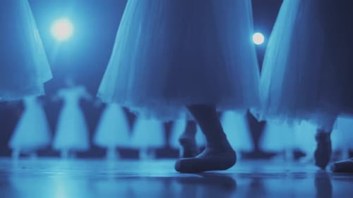 Ballet Dancers Performing on Stage in Unison