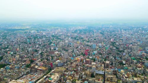Aerial elevated view of Dhaka City in Bangladesh. Third world country