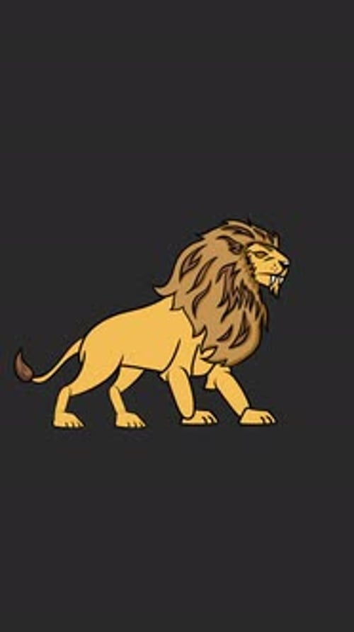 Animated Cartoon Lion Roar with Flat Design Style