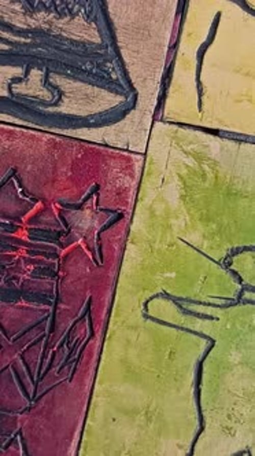 Painted Tiles with Abstract Designs