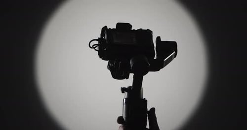 Camera on a Gimbal Stand with Studio Lighting
