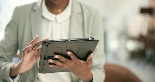 Close Up of Woman Using Tablet Device