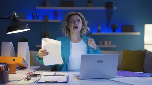 Home office worker woman is suffocating from hot weather.