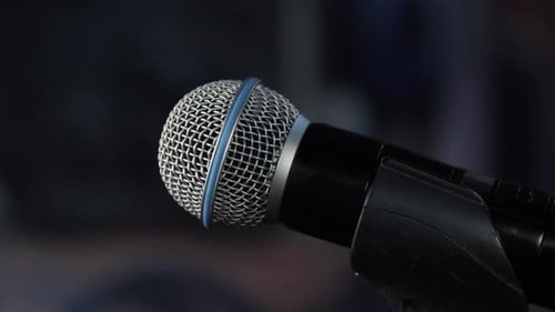 Close-Up of Dynamic Microphone on Stand