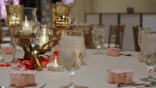 A Large Hall for Celebrations Interior of a Wedding Hall Wedding Decoration Elements Table