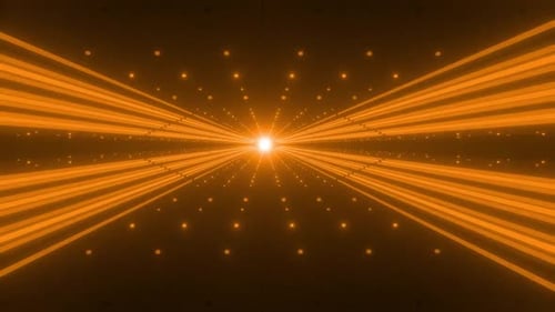 Dynamischer orangefarbener Lichttunnel, futuristische digitale Weltraumreise