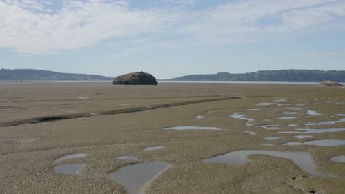 Low Moving Shot Traveling Above Tide Flats Sand Mud Cool Nature Patterns La Conner Washington