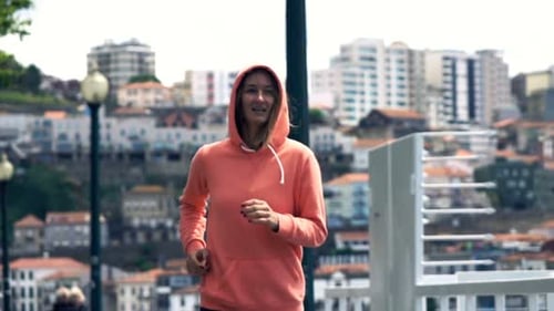 Woman Jogging In City, Super Slow Motion 240fps