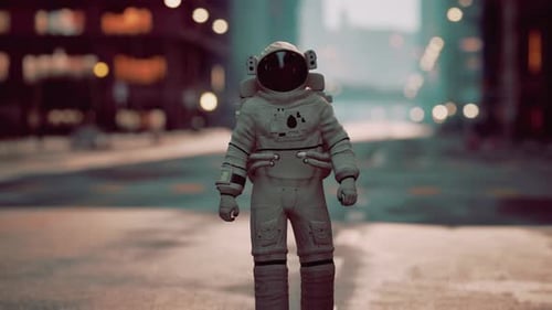Lonely Astronaut in Deserted City