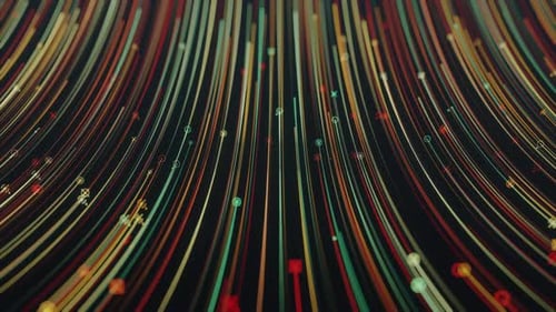 Collection Nano : élément de transition animé sans boucle composé de lignes floues multicolores au néon se déplaçant vers le haut