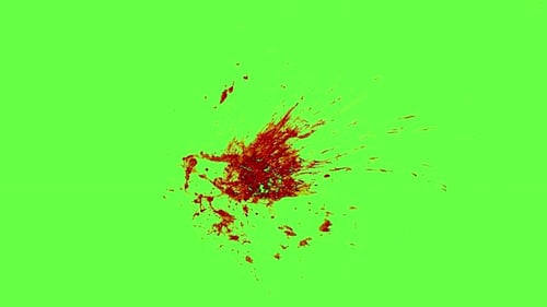 Carnage Collection: Chroma keying effect of a small pool of blood spattering at the center on the sc