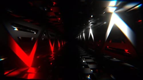 Red And White Neon Curve Line Tunnel Background Vj Loop In 4K