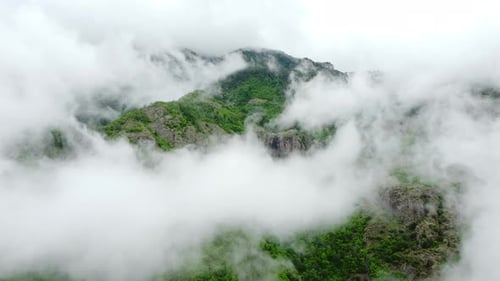 Clouds Over Beautiful Summer Mountains Green Forest Magical Natural Morning Fog Nature Landscape