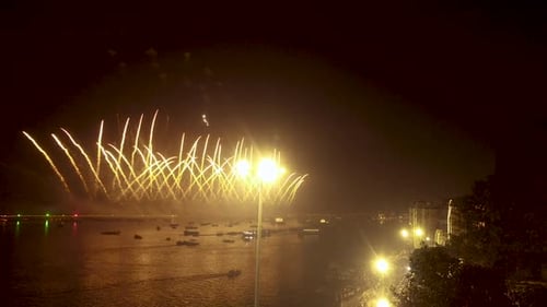 Arial View of Fireworks Show at Ghats Of Banaras, Uttar Pradesh