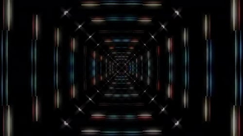3D shining bright lines set wave motion, colorful, on black background