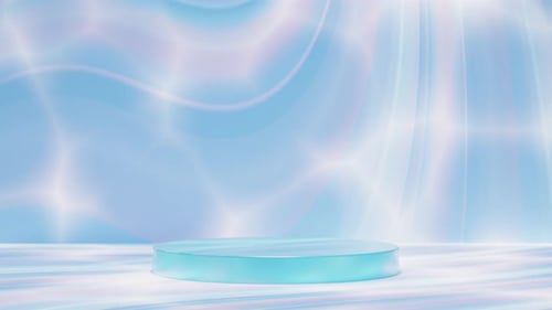 Fluid Abstract Background with Glowing Blue Podium