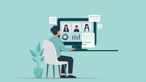 Flat Design Online Meeting Video Conference Animation