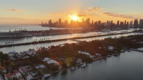 Miami Beach Skyline At Miami Beach In Florida United States.