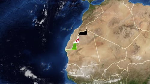 Animated Earth Globe Zoom to Highlighted Country with Flag