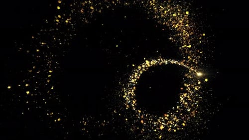 Estrela dourada ou partículas brilhantes com brilhos e rastros de luz em movimento