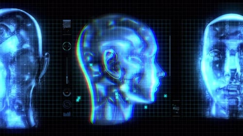 Hologramm-Bildschirm mit weiblichem Kopf