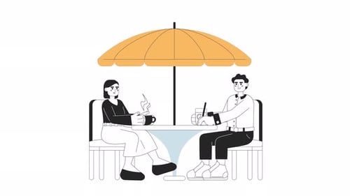 Friendship Going Out Bw Cartoon Animation