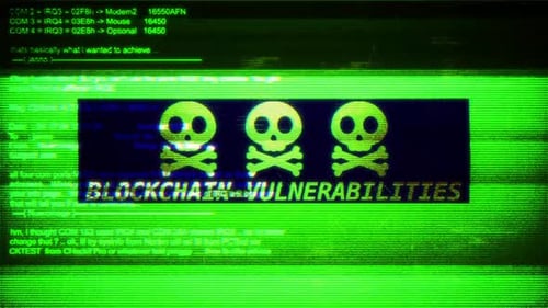 Blockchain-Sicherheitslücken auf digitalen Bildschirmen Nachricht auf Computerbildschirmen