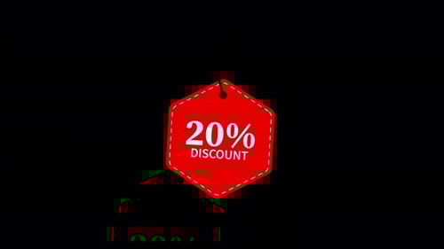 Animated Red Hexagon 20% Discount Sale Tag