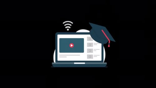 Online Education Concept with Laptop and Graduation Cap