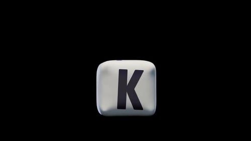 simulation of a rubber letter "K" followed by an explosion. has an alpha channel