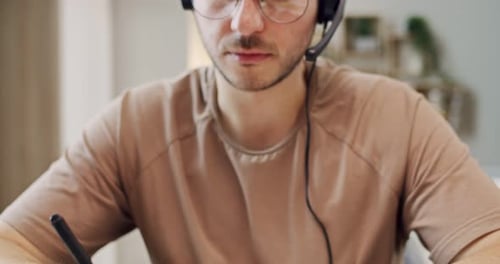 Young Adult Working from Home