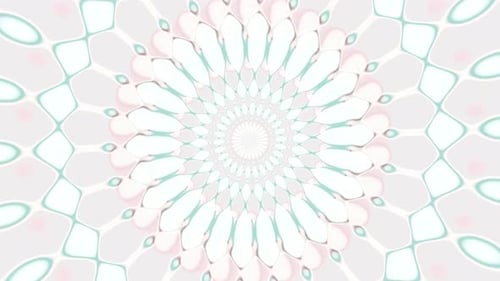 Geometric pattern blooms with teal and pink