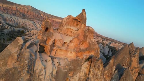 Aerial View of Unique Rock Formations at Sunset
