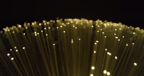 Optical Fibers Glowing Abstractly on Black Background