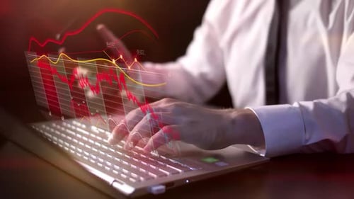 Falling Stock Prices and Data Analysis in Holographic Infographics