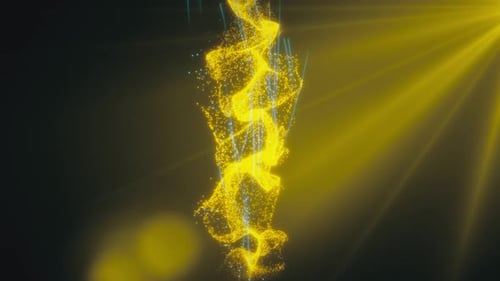 Dynamic Golden Particle Flow with Abstract Light Rays Animation