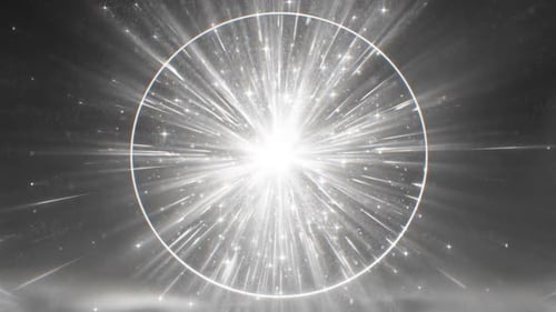 Radiant White Light Burst with Glowing Ring Overlay