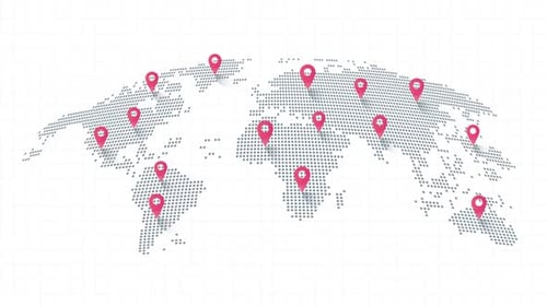 Animação de localização do ponto fixo do mapa mundial