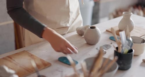 Pottery Making in a Sunlit Workshop