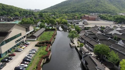 Aerial View of Huishan Old Town in Wuxi Jiangxu Province China