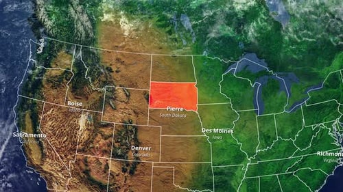 South Dakota Zoom Map 2D